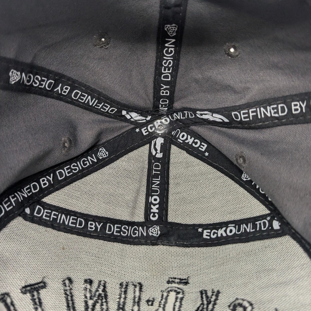 Ecko Unltd Gray Flat Brim Snapback Hat Y2K Vintage Rhino Logo 1972 - Picture 16 of 16